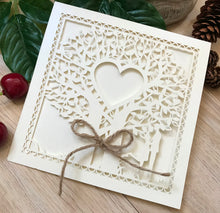 50pcs Pearl Cream Laser Cut Wedding Cards with hemp rope,Wedding Invite Covers,Laser Cut Invitations Cards - Kdecoration