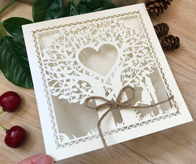 50pcs Pearl Cream Laser Cut Wedding Cards with hemp rope,Wedding Invite Covers,Laser Cut Invitations Cards - Kdecoration