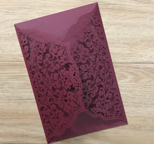 50pcs Pearl Burgundy Red Sweet 16th birthday Invitation Cards,Laser Cut Wedding Cards,invite covers - Kdecoration