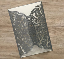 50pieces Pearl Silver Laser Cut Invitation Cards,Wedding Invitations,Laser Cut Wedding Cards - Kdecoration