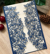 50pcs Pearl Navy Blue Grape Laser Cut Invitations,Laser cut Invites,Laser Cut Wedding Cards - Kdecoration