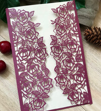 50pcs Pearl Burgundy Red Laser Cut Invitations Covers,Engagement Invitation,Laser Cut Wedding Cards - Kdecoration