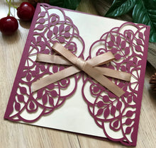 50pcs Pearl Burgundy Red frozen 2 birthday invitation,laser cut Invite Covers,Laser cut invitations - Kdecoration