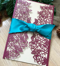 50pcs Pearl Burgundy Red laser cut wedding invites covers with ribbon,Birthday Invitation with ribbon - Kdecoration