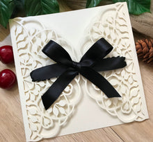 50pcs Pearl Cream frozen 2 birthday invitation,Laser Cut Wedding Cards with ribbon,invitation Cards - Kdecoration