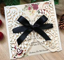 50pcs Pearl Cream frozen 2 birthday invitation,Laser Cut Wedding Cards with ribbon,invitation Cards - Kdecoration