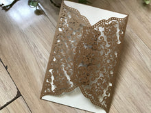 50pcs Kraft Paper Brown laser cut Wedding Invitations,Laser Cut Wedding Cards,Birthday Invite Covers - Kdecoration