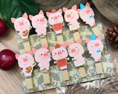 Pig Wooden Clips,Wooden Pegs,Pin Clothespin,Children's Party Gift Favors - Kdecoration