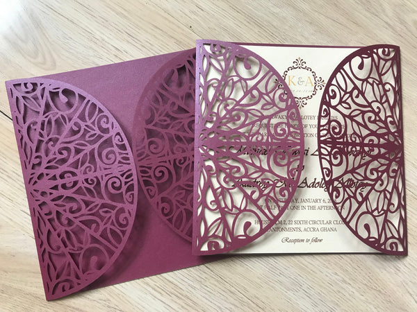 50pcs pearl Engagement Invitation,Bridal shower Invitation Card,Laser Cut Invitations Cards - Kdecoration