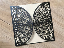 50pcs Pearl Black Laser Cut Wedding Cards,Invitations,Wedding Invite cover,Birthday Invitations Card - Kdecoration