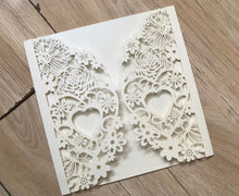 50pcs pearl Cream Heart Laser Cut Wedding Cards,Baptism Invitation,Baby Shower Invitations - Kdecoration