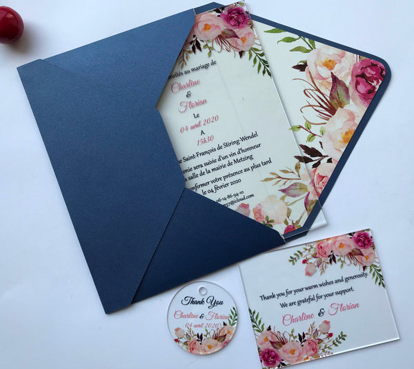 10sets Custom Acrylic Wedding Invitation+Acrylic RSVP cards,Acrylic name cards,Transparent Acrylic Invitation - Kdecoration