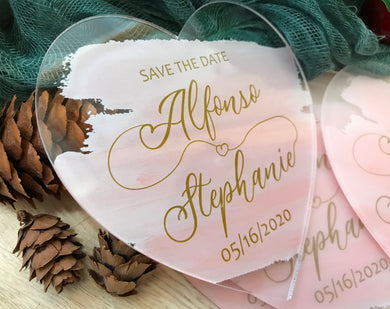 10pcs custom printing heart shape acrylic save the date cards, Acrylic invitation name cards - Kdecoration