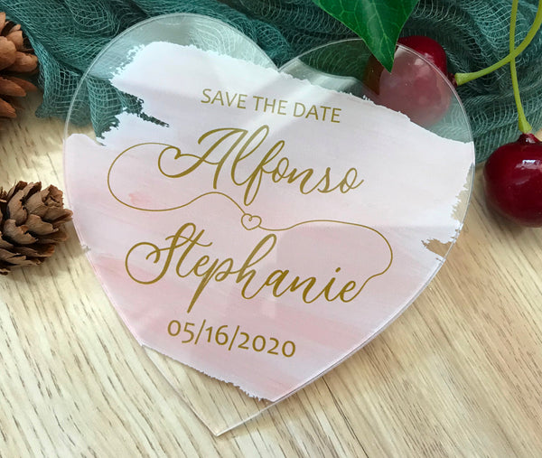 10pcs custom printing heart shape acrylic card wedding save the date cards,acrylic invitation - Kdecoration