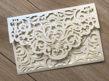 50pcs Pearl Cream Pocket Laser Cut Wedding Invitations,laser cut wedding Cards - Kdecoration