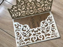 50pcs Pearl Cream Pocket Laser Cut Wedding Invitations,laser cut wedding Cards - Kdecoration