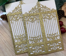 50pcs glitter gold Elegant Sweet Sixteen Invitation, Wedding Invitation, Laser Cut Invitations - Kdecoration