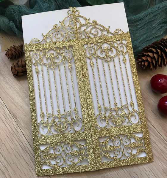 50pcs glitter paper laser cut wedding invitation sleeve,custom wedding Invitation covers, Laser Cut Invite cards,birthday invitation cards,engagement invitations cards,bridal shower invitations cards - Kdecoration