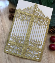 50pcs glitter gold Elegant Sweet Sixteen Invitation, Wedding Invitation, Laser Cut Invitations - Kdecoration