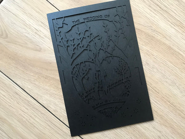 50pcs Pearl Black laser cut Wedding Invitations,invitation Card,Laser Cut Wedding Cards - Kdecoration