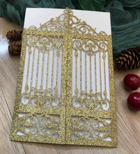 50pcs glitter gold Elegant Sweet Sixteen Invitation, Wedding Invitation, Laser Cut Invitations - Kdecoration