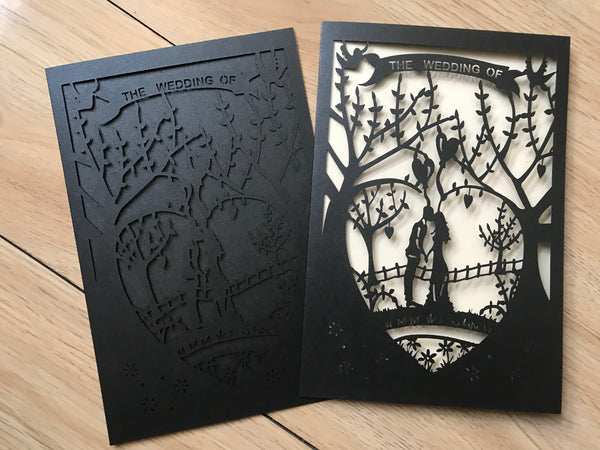 50pcs Pearl Black laser cut Wedding Invitations,invitation Card,Laser Cut Wedding Cards - Kdecoration