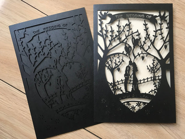 50pcs Pearl Black laser cut Wedding Invitations,invitation Card,Laser Cut Wedding Cards - Kdecoration