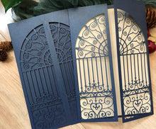 50pcs pearl navy blue DIY laser cut Invitation Card,gate laser cut Wedding cards,birthday invitation - Kdecoration