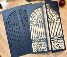 50pcs Pearl Navy Blue Laser Cut invitations Cards,Engagement Invitations,Laser Cut Wedding Card - Kdecoration