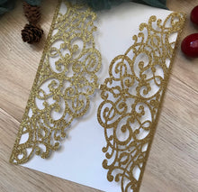 50pcs glitter gold Laser Cut wedding Invitations cards, Unique Invitations covers, Quinceañera Invitations,DIY birthday invitations - Kdecoration