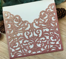 50pcs Glitter paper custom Laser Cut Invitations,Pocket Laser Cut Wedding invite Cards - Kdecoration