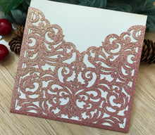 50pcs Glitter Laser Cut Invitations,Pocket Laser Cut Wedding Cards,Bridal Shower Invitations Covers - Kdecoration