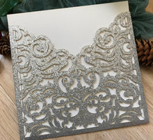 50pcs Glitter paper custom Laser Cut Invitations,Pocket Laser Cut Wedding invite Cards - Kdecoration