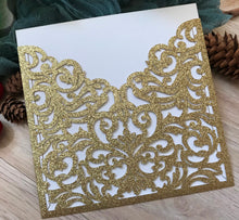 pocket 50pcs Glitter paper Laser Cut Invitations cards,Pocket Laser Cut Wedding invite Cards - Kdecoration