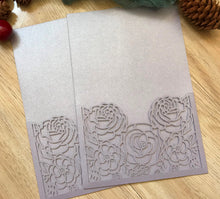 50pcs Pearl light purple Laser Cut Wedding invite covers,Menu Cards,Rose laser cut Invitations Cards - Kdecoration