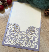 50pcs Pearl light purple Laser Cut Wedding invite covers,Menu Cards,Rose laser cut Invitations Cards - Kdecoration