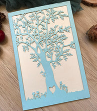 50pcs Pearl light blue Baby shower Invitations,Tree Laser Cut Wedding Cards,Baptism Invitation - Kdecoration