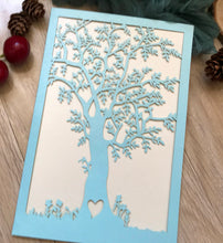 50pcs Pearl light blue Baby shower Invitations,Tree Laser Cut Wedding Cards,Baptism Invitation - Kdecoration