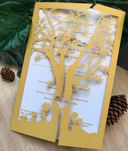 50pcs Pearl gold laser cut Invitations,Tree Laser Cut Wedding Cards,custom laser cut invite covers - Kdecoration