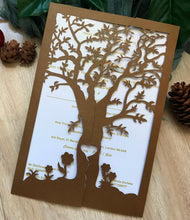 50pcs Pearl brown laser cut Invitations,Tree Laser Cut Wedding Cards,custom laser cut invite covers - Kdecoration