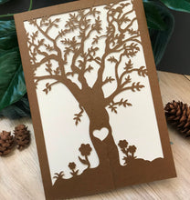 50pcs Pearl brown laser cut Invitations,Tree Laser Cut Wedding Cards,custom laser cut invite covers - Kdecoration