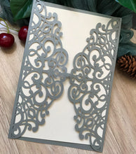 50pcs pearl silver Laser Cut Wedding Cards,wedding invite covers,bridal shower invitations - Kdecoration