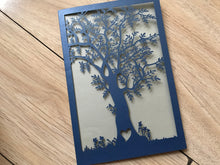 50pcs Navy Blue Tree laser cut Wedding Invitations,customiz laser cut Wedding Cards - Kdecoration