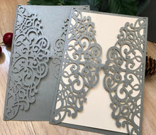 50pcs pearl silver Laser Cut Wedding Cards,wedding invite covers,bridal shower invitations - Kdecoration