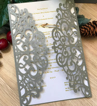 50pcs Pearl Silver floral wedding invitations,Bridal Shower Invitations,elegant invitations - Kdecoration