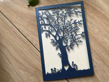 50pcs Navy Blue Tree laser cut Wedding Invitations,customiz laser cut Wedding Cards - Kdecoration