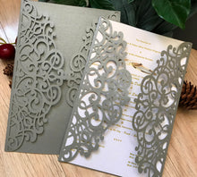 50pcs pearl silver Laser Cut Wedding Cards,wedding invite covers,bridal shower invitations - Kdecoration