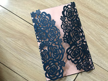 50pcs Dark Navy Blue Laser Cut Invitation Cards,Wedding Invitations,Birthday Invitations - Kdecoration