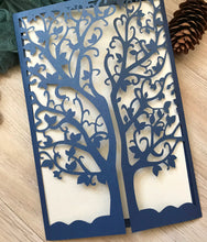 50pcs Pearl navy blue laser cut Invitations,Tree custom laser cut wedding invitations - Kdecoration