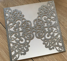 50pcs Glitter Silver Laser Cut Wedding invitations,Baptism Invitations,bridal shower invitation - Kdecoration